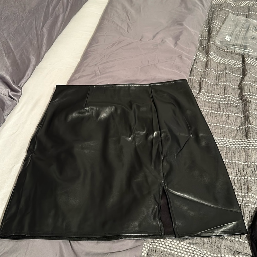 Leather mini skirt